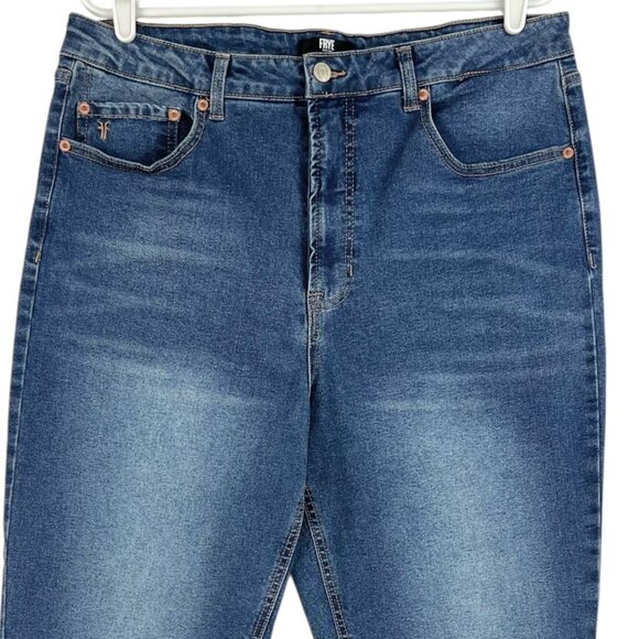 FRYE Women's Stretch High Rise Slim Leg Regular Fit Blue Denim Jeans Size 14/32 - Picture 3 of 11
